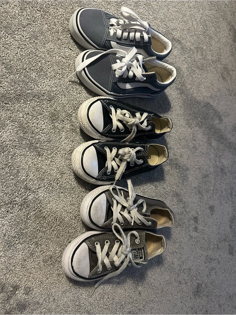 Kids sneaker lot - 2 converse low-tops and one brand new pair of vans
